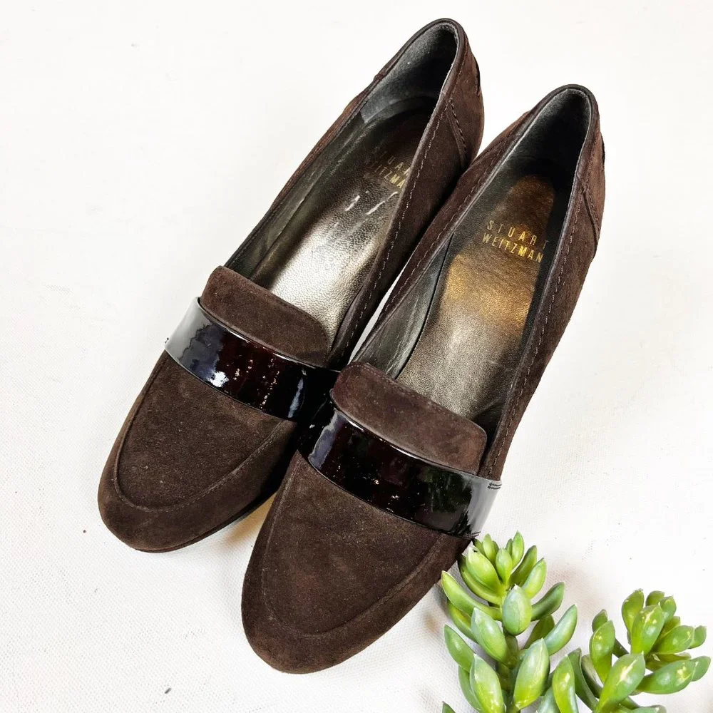 Stuart Weitzman Suede Loafer Pumps 7.5 - Picture 2 of 6